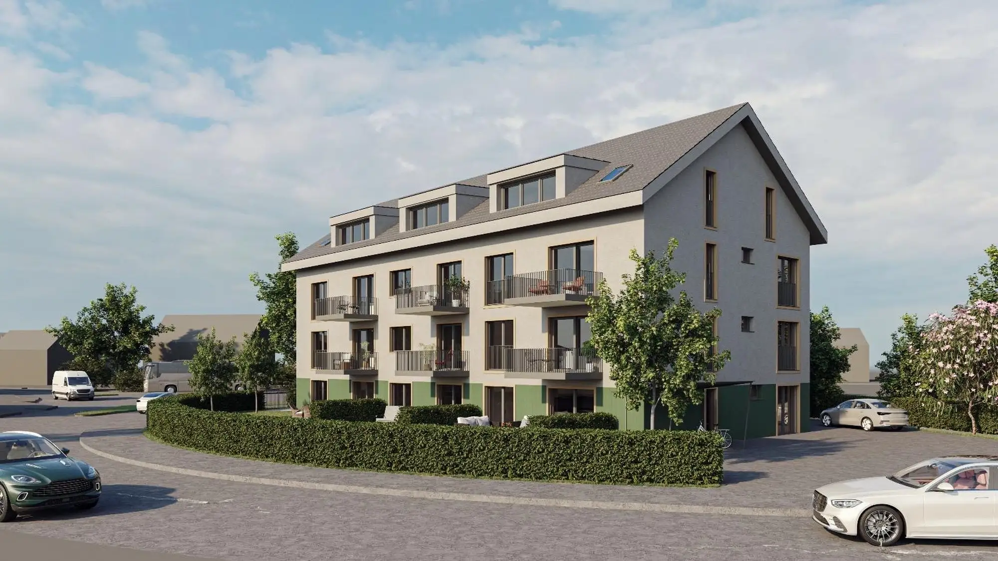 Visualisierung der Strassenseite aus der Planung, nosh architekten AG